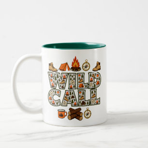 Wild Camp Camping Hiking Outdoor Adventure Two-Tone Coffee Mug