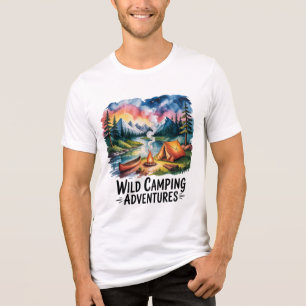 Wild Camping Adventures Watercolor Design Tri-Blend Shirt