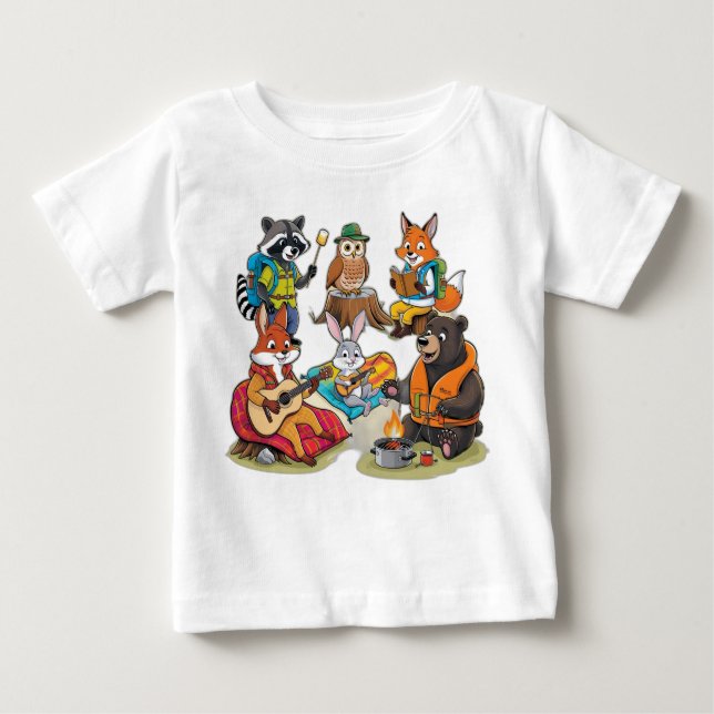 Wild Camping Crew: Animal Adventure Baby T-Shirt (Front)