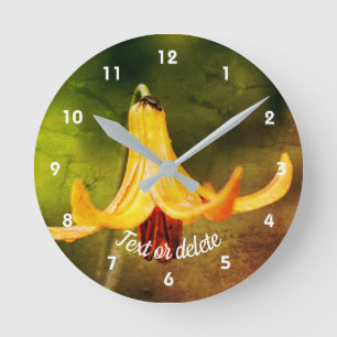 Wild Canada Lily With Insect Abstract Personalised Round Clock