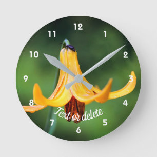 Wild Canada Lily With Insect Personalised Round Clock