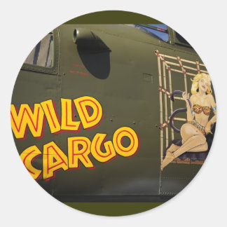 'Wild Cargo' Nose Art Classic Round Sticker