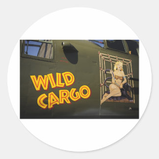 'Wild Cargo' Nose Art Classic Round Sticker