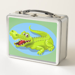 Wild Cartoon Crocodile Metal Lunch Box