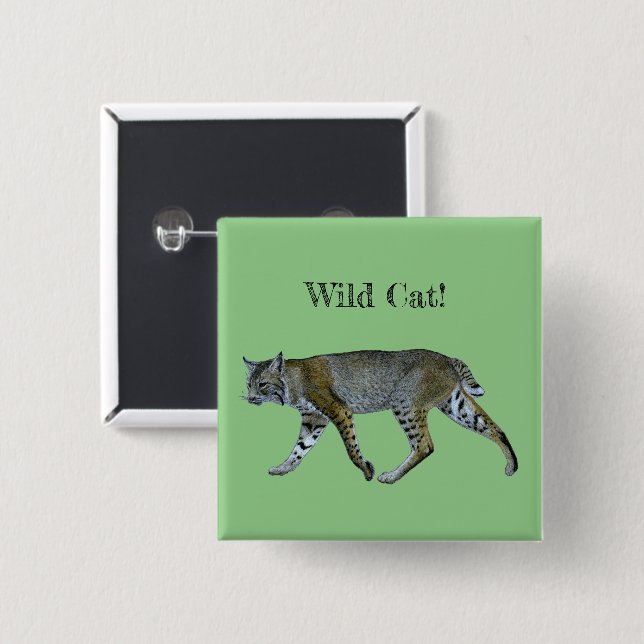 Wild Cat Bobcat 15 Cm Square Badge (Front & Back)
