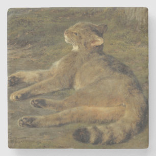 Wild Cat (by Rosa Bonheur) Stone Coaster