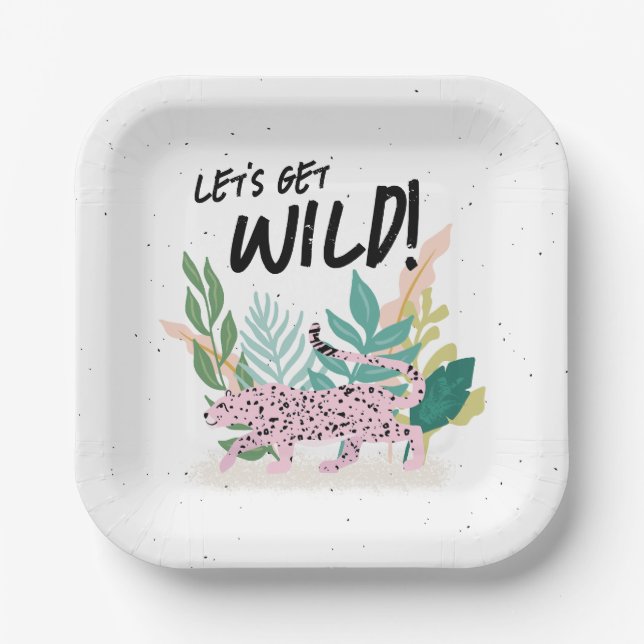Wild Cat Kids Birthday Party Paper Plates (Front)
