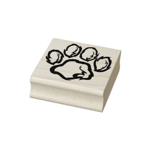 wild cat paw print art stamp