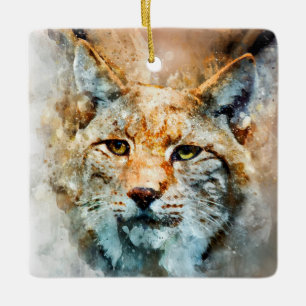 wild cat porcelain ornament