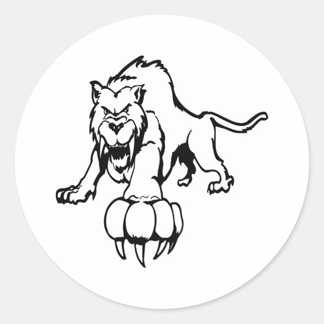 Wild cat, wildcat, bobcat, cat, panther, puma, mou classic round sticker (Front)