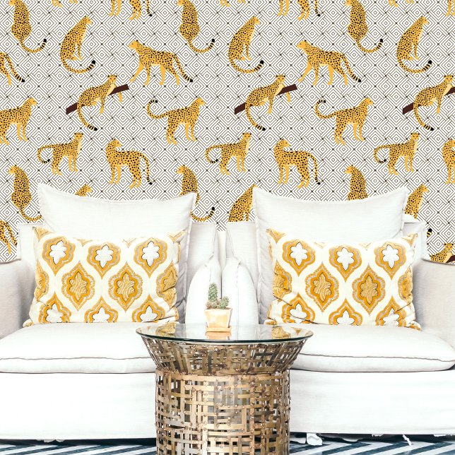 Wild Cats Cheetah Leopard Beige Orange Geometric  Wallpaper (Creator Uploaded)