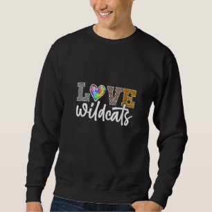Wild Cats Mascot Love Tie Dye Leopard Spirit Fanta Sweatshirt