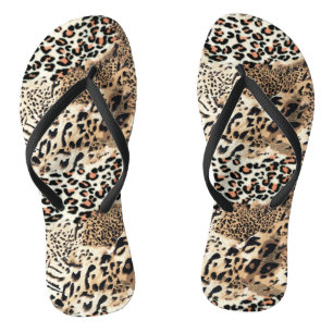Wild Cats Modern Animal Leopard Print Pattern Thongs