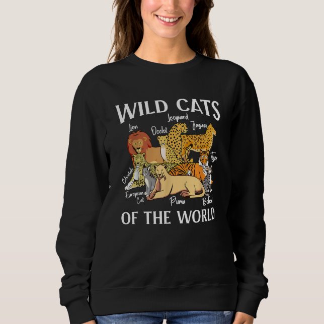 Wild Cats Of The World African Tiger Leopard Jagua Sweatshirt (Front)