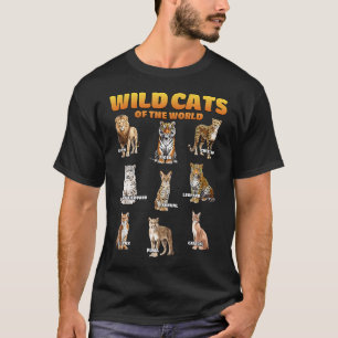 Wild Cats Of The World Educational Animal Big Cat T-Shirt