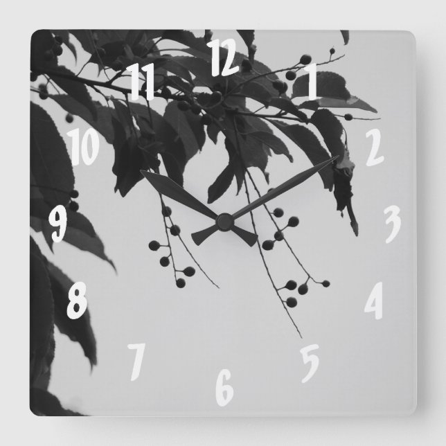 Wild Cherries Square Wall Clock (Front)