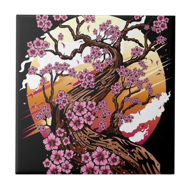 Wild Cherry Blossom Ceramic Tile (Front)