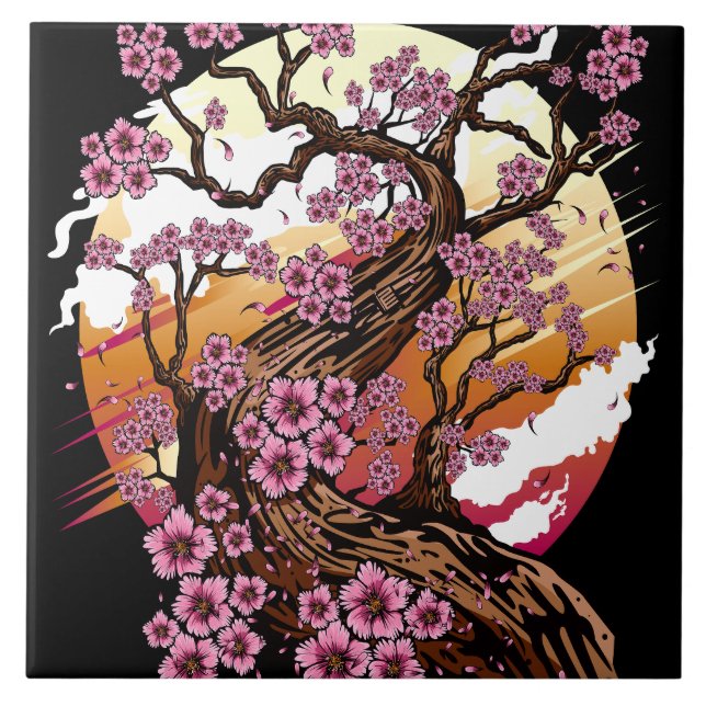 Wild Cherry Blossom Ceramic Tile (Front)