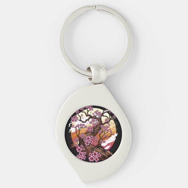 Wild Cherry Blossom Key Ring (Front)