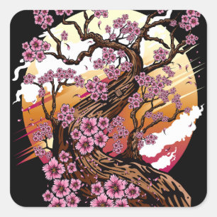 Wild Cherry Blossom Square Sticker