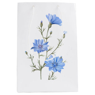 Wild Chicory Flower Botanical Watercolor Art Medium Gift Bag