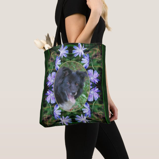 Wild Chicory Flowers Frame Create Your Own Photo Tote Bag (Close Up)