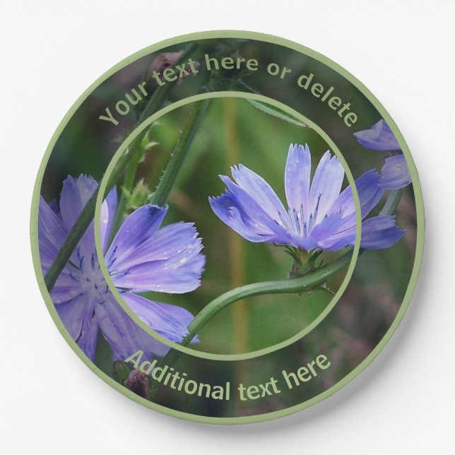Wild Chicory Flowers Personalised Party   Paper Plate (Front)