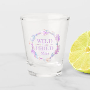 Wild child colourful watercolor art purple custom shot glass