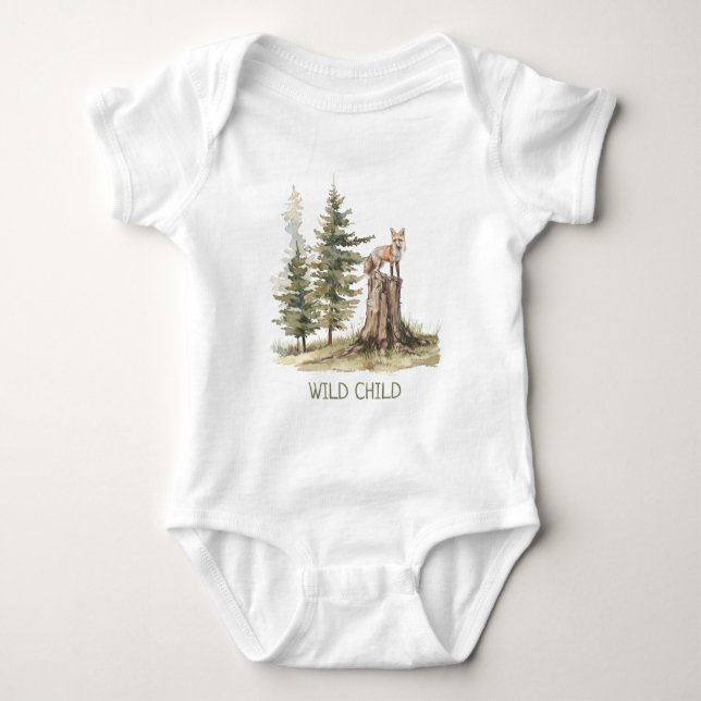 WiLD CHILD Forest Woodland Fox Baby Bodysuit (Front)