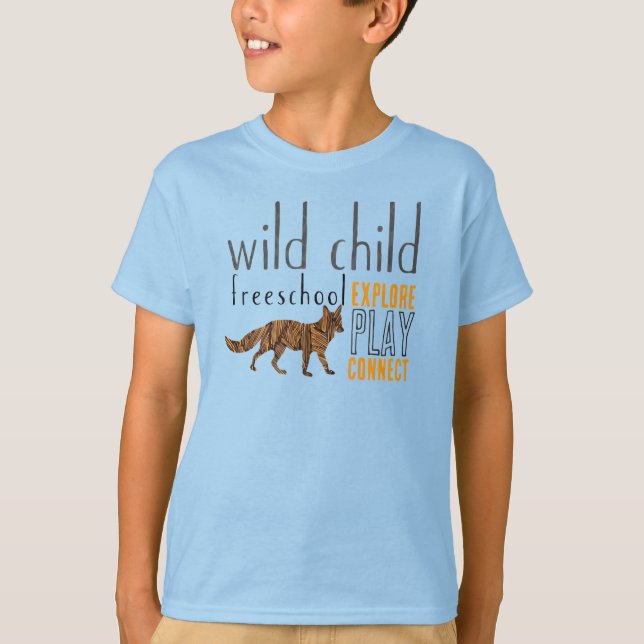 Wild Child Fox Design Dark T-Shirt (Front)