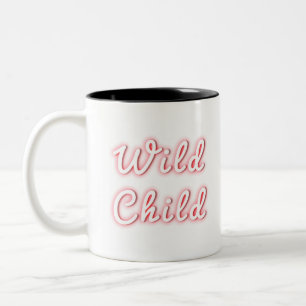 wild child glowing neon typography Two-Tone coffee mug