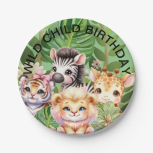 Wild Child Jungle Kawaii Animals Paper Plate