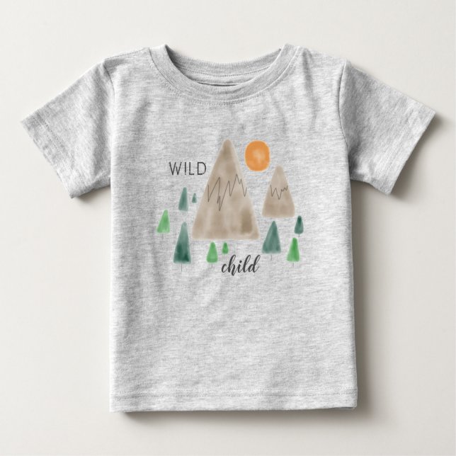 “Wild Child” Mountains Baby T-Shirt (Front)