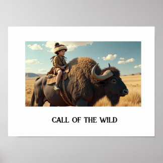 Wild child riding the bison poster
