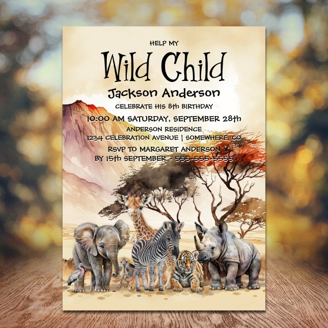 Wild Child Safari Animals Birthday  Invitation (Creator Uploaded)