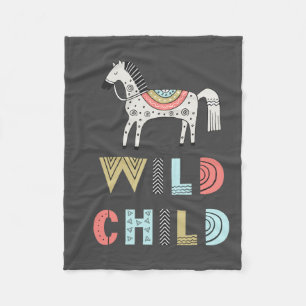 Wild Child Scandia Horse Baby Gray Fleece Blanket
