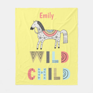 Wild Child Scandinavian Horse Personalised  Fleece Blanket