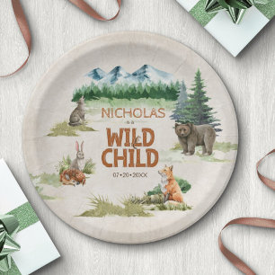 Wild Child Woodland Animal Birthday Party Paper Plate