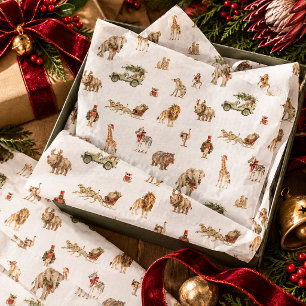 Wild Christmas Watercolor Safari Animal Pattern Tissue Paper