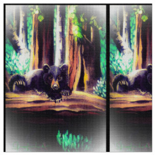 Wild Climbing Cub Bear Fabric