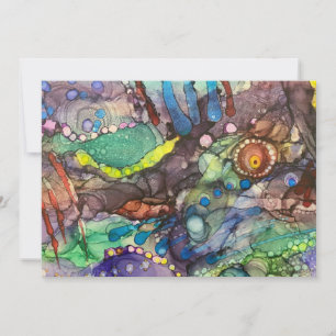 Wild Colourful Alcohol Ink Abstract Art Blank Card
