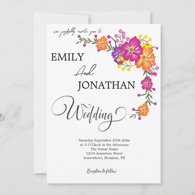 Wild Colourful Flower Invitation Card (Front)