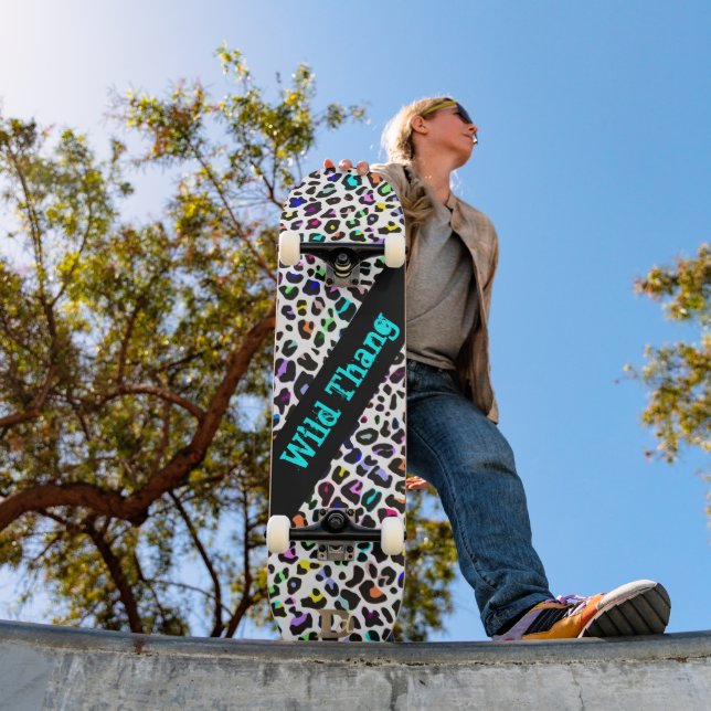 Wild Colourful Leopard Print Dd Brand Skateboard (Outdoor 1)