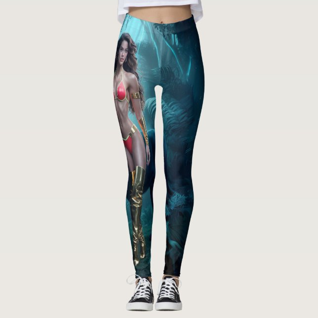 Wild Companions: Lady with her Black Panther Leggings (Front)