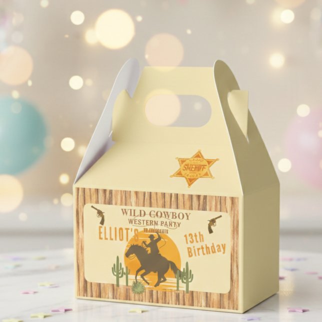 Wild cowboy western birthday favour box (Creator Uploaded)