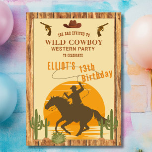 Wild cowboy western birthday invitation