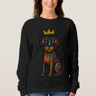 Wild Crown Cat Graphic Tee – Hand-Drawn Abstract C