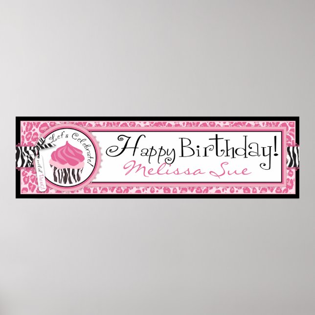 Wild Cupcake CP Birthday Banner Poster (Front)