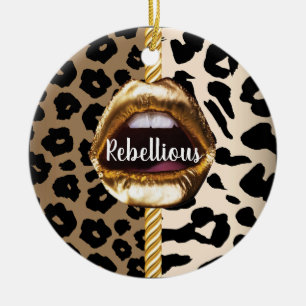Wild Custom Gold lips Gift Décor girly Cute Makeup Ceramic Ornament