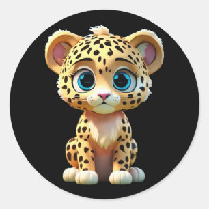wild cute jaguar classic round sticker